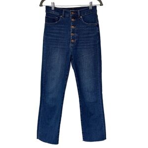 {Express} "Straight Super High Rise 4 Way Hyper Stretch" Button Fly Denim Jeans